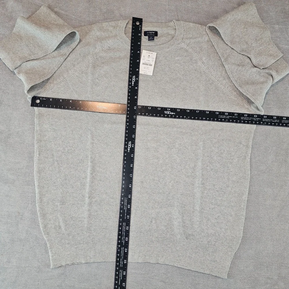 J.Crew Crewneck Sweater Men's Small Grey 100% Cotton Textured Raglan S CD617